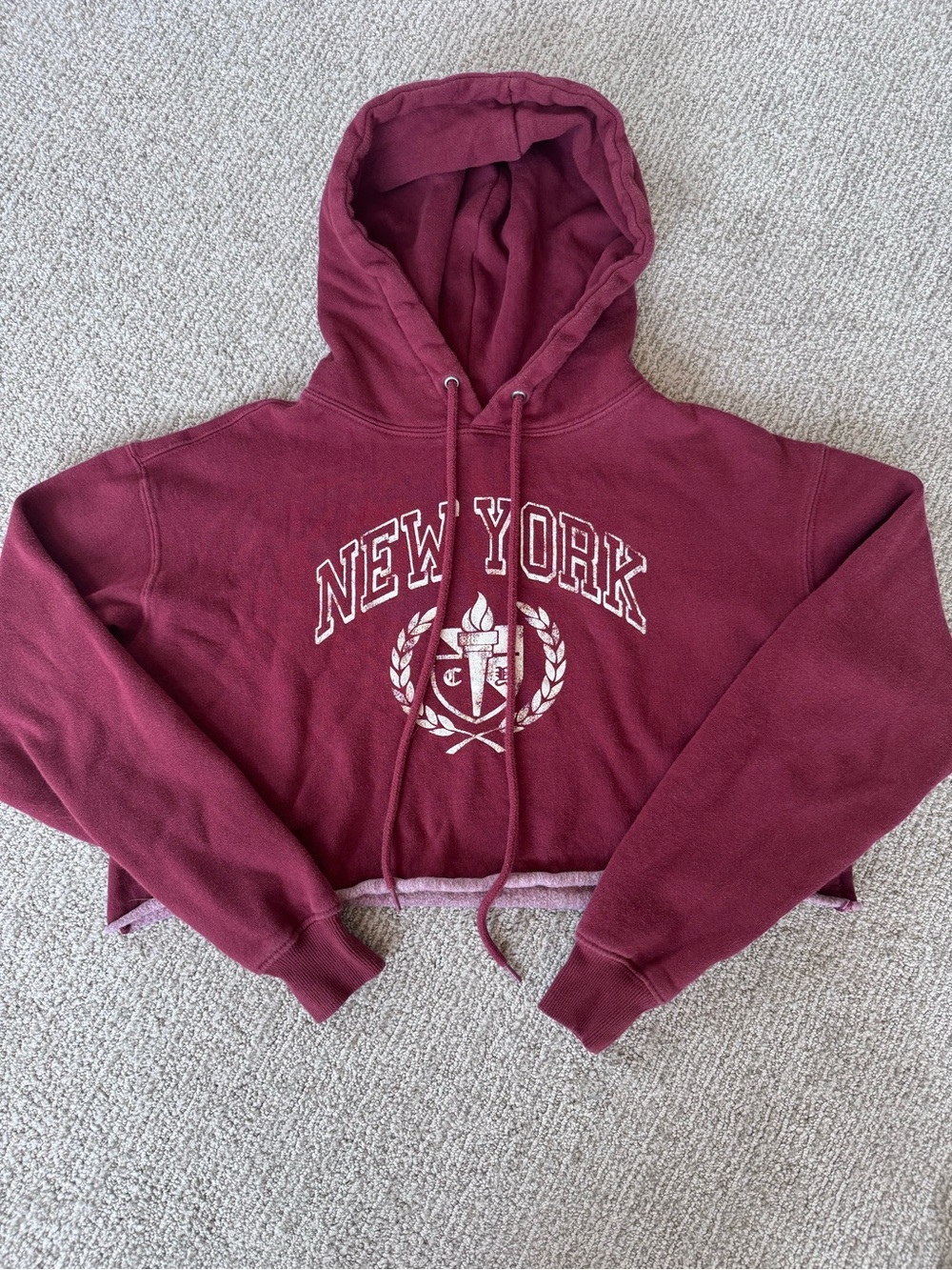 wild fable Burgundy Cropped New York Hoodie - Picture 1 of 3
